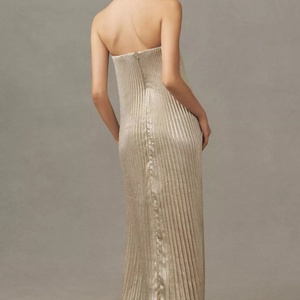 Vestido Largo Negro sin Tirantes con Bordado Floral, Piel Sintética y Encaje, Cintura Natural, Ecológico, Transpirable, Casual para la Temporada de Clubes - Product Image 2