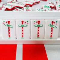 Cusyom Red Holly Jolly Christmas American Mahjong Set 160 Engraved Tiles Holiday Edition Festive Luxury Acrylic Mahjong Tiles