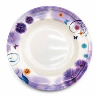 Magnifique service de vaisselle en mélamine motif papillon violet, ensemble de bols et assiettes à motif floral pour la maison, les dîners, les fêtes, l'usage quotidien, conforme CE