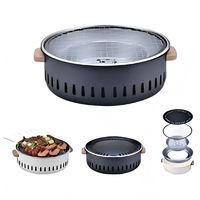 Barbecue au charbon de bois portable moderne et réglable, avec commande tactile, allumage manuel, étagères latérales thermolaquées, en acier inoxydable durable