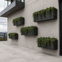 Jardinière murale en aluminium thermolaqué avec support robuste, installation facile pour les barrières extérieures de bâtiments