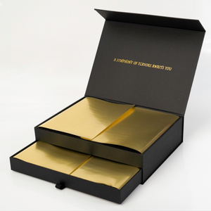 Caja de Regalo Magnética Plegable de Cartón Reciclable con Logotipo Personalizado, Caja Magnética Negra de Doble Capa - Product Image 1