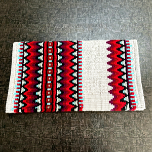 Tapis de selle équestre occidental en laine de qualité supérieure, tissé à la main, motif géométrique rouge, noir et turquoise - Product Image 1