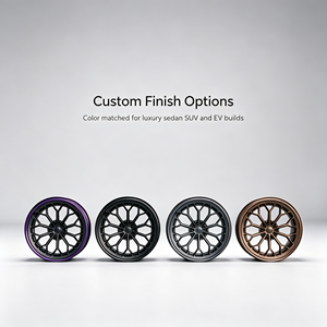 Cerchi in Lega Forgiati Monoblocco Neri con Bordo Viola Stile Stance Personalizzati per Lexus ES Mercedes Classe C Honda Civic Mini Cooper - Product Image 5
