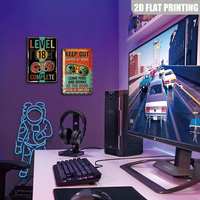Letrero Metálico Decorativo de Pared con Diseño de Control de Videojuegos Retro, Nivel Completo, para Sala de Juegos, Dormitorio Juvenil