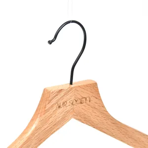 Custom Top And Bottom Hangers High Quality Fashionable Shop Wooden Clothes Shirt Hangers With Logo