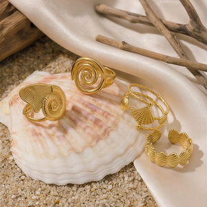 Mchic 1377 Minimalistische Oceaan Stijl ZeeSter Schelp Roestvrijstalen Ring Geometrische Verguld Open Verstelbare Ring Sieraden - Product Image 5