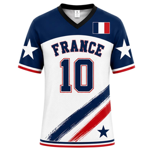Maglia Sportiva della Francia # Maglietta da Calcio Bianca e Blu con Bandiera Tricolore - Product Image 1