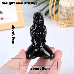 Venta al por mayor de cristal natural madre tierra tallada obsidiana negra Gaia diosa escultura para decoración - Product Image 2