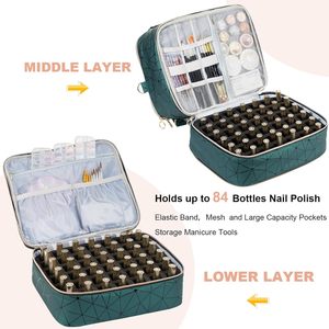 Du lịch lớn công cụ làm móng tay chủ Vai Túi 3 lớp có thể tháo rời Nail Kit lưu trữ trường hợp PU da sơn móng tay tổ chức Túi - Product Image 3