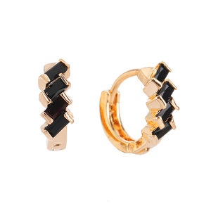 Custom Design logo Zirconia <strong>Cluster</strong> 18k Gold Coated Brass baguette Huggie Elegant <strong>Earrings</strong> Women - Product Image 3