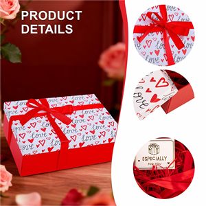 Boîte cadeau de luxe épaisse en forme de cœur rouge vide avec couvercle, 25x18x9cm, pour cadeaux, anniversaire, mariage, Saint-Valentin - Product Image 3