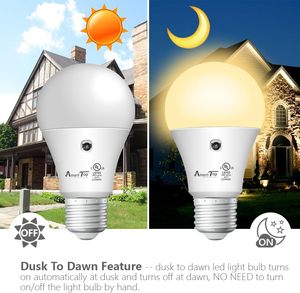 <span class=keywords><strong>Ampoule</strong></span> LED 9W avec capteur <span class=keywords><strong>de</strong></span> lumière photocellule, culot E27 E26, énergie, crépuscule à l'aube, intérieur extérieur, véranda, garage, allée, ampoules LED - Product Image 3