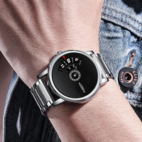 Fngeen S230 jam tangan pria, jam tangan Quartz Jepang klasik bisnis merek baja tahan karat tahan air untuk hadiah