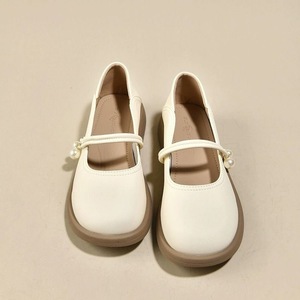Elegant Beige Faux Leather Flat <b>Sandals</b> With Pearl Decoration Round Toe Buckle Closure All Seasons Women Shoes Drop Shipping - Product Image 3