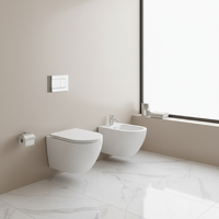 Série W03 – Ensemble WC suspendu moderne en céramique blanche avec bidet intégré et double chasse d'eau pour femmes