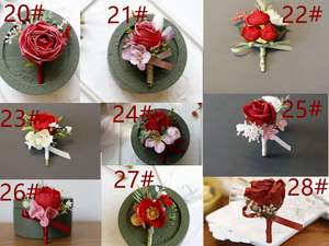 ชุดเข็มกลัดดอกไม้ประดับข้อมือดอกไม้งานพรอมสำหรับเจ้าสาวเจ้าบ่าวงานแต่งงานงานปาร์ตี้ชุดดอกไม้ประดิษฐ์เบอร์กันดี - Product Image 4