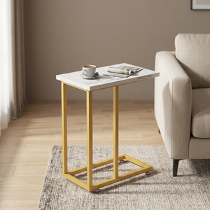 Trend Setter Modern Marble Top <b>Side</b> <b>Table</b> With <b>Gold</b> Metal Frame For Living Room Furniture - Product Image 5