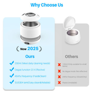 Nettoyeur ultrasonique UV électrique de type séparé pour appareils dentaires, gouttières et dispositifs orthodontiques, capacité de 200 ml, usage domestique - Product Image 5