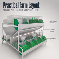 Cage à lapins à 2 niveaux EJIN pour usage agricole, type H galvanisé, avec nichoir intégré pour configuration de 8 à 16 cellules