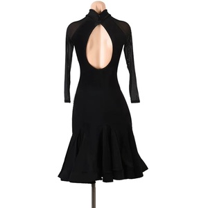 Robe fendue pour femme, costume de <span class=keywords><strong>danse</strong></span> latine pour concours et audition, performance professionnelle, Rumba <span class=keywords><strong>Jive</strong></span>, en soie/coton, sérigraphie - Product Image 2