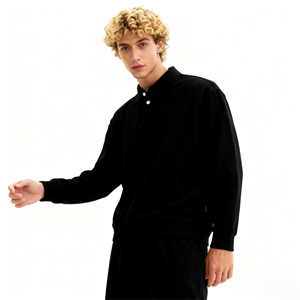 Premium Best Seller Business Casual Light <strong>Blue</strong> Men's <strong>Polo</strong> <strong>Sweatshirt</strong>, Textured Fabric <strong>Polo</strong> Men's Shirt - Product Image 6