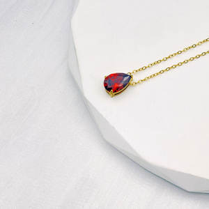 Collar de Zirconia con Baño de Oro PVD de 14k/18k, Base de Acero Inoxidable 316L, Resistente al Agua y al Deslustre, con Dije de Piedra de Nacimiento para Mujer - Product Image 5