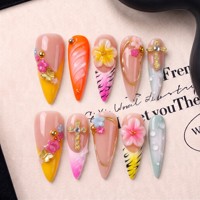 Ongles à presser en PMMA faits à la main 3D, longs, pointus, courbes, style stiletto, couvrance totale, réutilisables, en vrac, 10 pièces