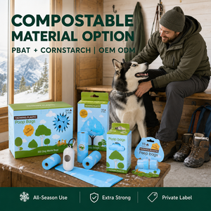 Bolsas Compostables de PBAT para Excrementos de Perro, para Viajes y Uso al Aire Libre, Grosor Personalizado, Embalaje para Pedidos al por Mayor - Product Image 1