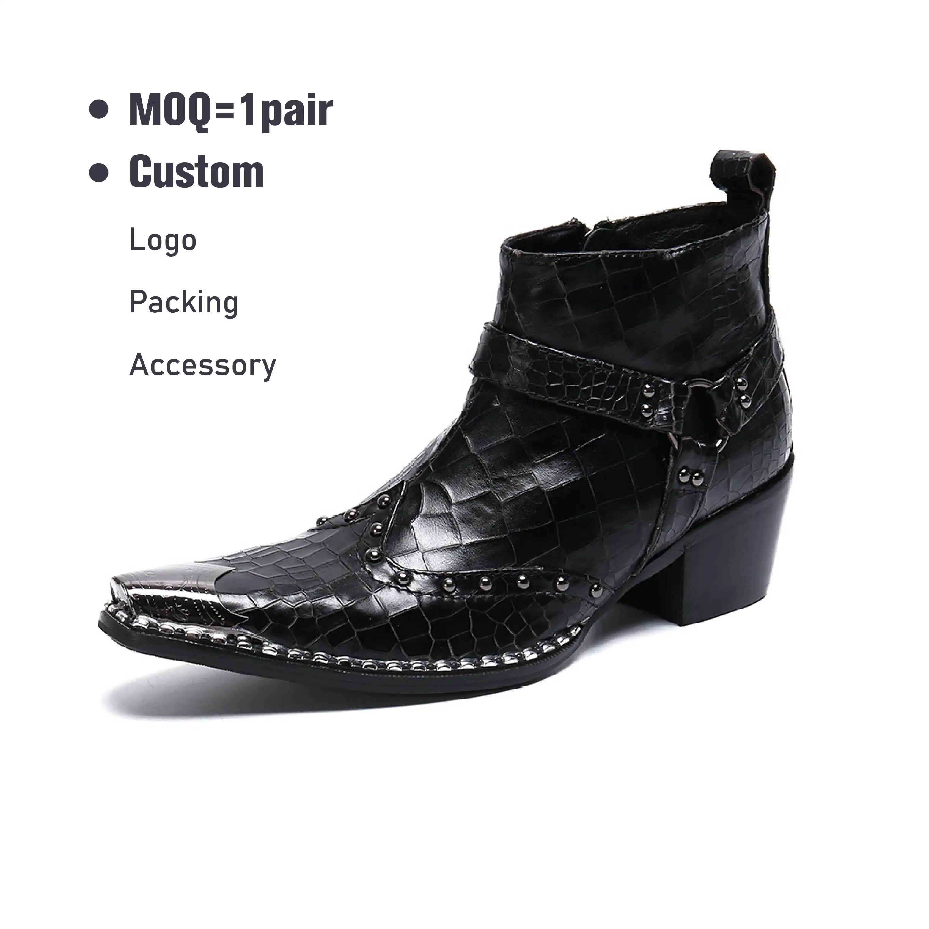 Perfect Review Fashion Checkered Punk Party Ankle Boots for men