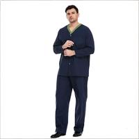 Ensemble de blouses médicales pour hommes à col contrastant, fermeture à boutons-pression, manches longues, uniforme pour hôpital, maison de retraite, personnel de soins, logo personnalisé
