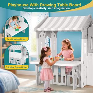 Castillo Multifuncional para Niños al Aire Libre, Toboganes de Plástico para Patio de Juegos, Columpio para Niños, Columpio y Tobogán para Niños en Interiores - Product Image 5