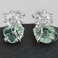 925 Sterling Silber Feine Blumen-Ohrringe für Frauen Luxuriöse Grüne Zirkon-Jasmin-Ohrstecker Maßgefertigter Designer-Schmuck
