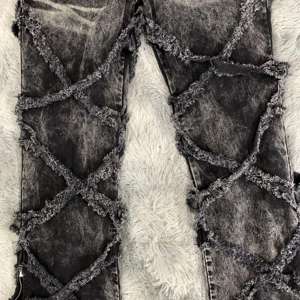 DENIMGUYS personnalisé Y2K détruit couture jean hommes noir lavé jean <span class=keywords><strong>gothique</strong></span> Street Wear en détresse Baggy lâche Denim pantalon - Product Image 4