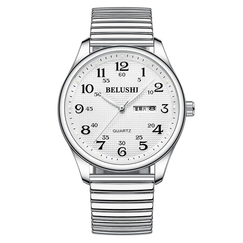 B- 579 men's silver case white noodles steel belt of spring