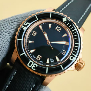 Reloj Clásico de Alta Calidad con Fecha Automática, Caja Luminosa en Oro Rosa, Esfera Negra, Cristal de Zafiro, Correa de Lona, Reserva de Marcha para Hombre - Product Image 2