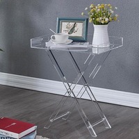 Table basse pliante moderne en acrylique écologique, transparente et portable, personnalisable, pour canapé ou table d'appoint de chevet