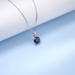 จี้แซฟไฟร์หกกรงเล็บเงิน 925 สร้อยคอเรียบง่ายคลาสสิก - Product Image 4