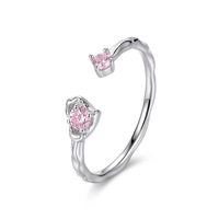 Bijoux Damila, style coréen, design géométrique, argent sterling 925, zircone cubique rose, bagues ouvertes pour femmes, à porter tous les jours