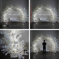 Arco de Flores de Cerezo Artificial Blanco, Arco Circular de 3 Metros de Altura, Arreglo Floral Luminoso para Fondo de Boda