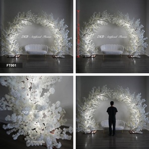 Arco de Flores de Cerezo Artificial Blanco, Arco Circular de 3 Metros de Altura, Arreglo Floral Luminoso para Fondo de Boda - Product Image 3