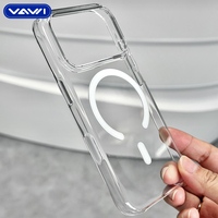 Étui magnétique transparent VAWI C012 pour iPhone 12 13 14 15 16 17 Pro/Pro Max, coque de téléphone portable antichoc en PC rigide anti-jaunissement