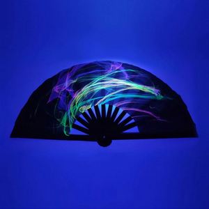 Luxury <b>Large</b> Custom Printed Big Fluorescence UV Bamboo Hand <b>Fan</b> - Product Image 3