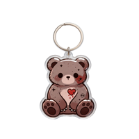 Porte-clés en acrylique en forme d'ours au cœur brisé sombre