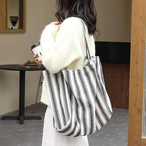 Bolsa <span class=keywords><strong>de</strong></span> Mano Grande <span class=keywords><strong>de</strong></span> Lona <span class=keywords><strong>de</strong></span> Algodón con Logotipo Personalizado, Hecha a Mano, Informal, Reutilizable para Compras - Product Image 3