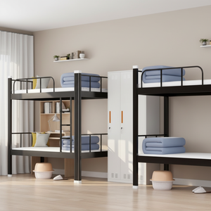 <span class=keywords><strong>Lit</strong></span> superposé double en métal moderne réglable, robuste, gain de place, design à pieds hauts pour école, hôtel, appartement, atelier - Product Image 4