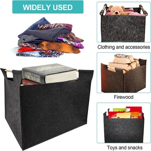 Cestino portaoggetti rettangolare pieghevole <span class=keywords><strong>in</strong></span> feltro di grandi dimensioni con manici per il trasporto <span class=keywords><strong>in</strong></span> <span class=keywords><strong>legno</strong></span> per vestiti, scarpe, libri, riviste, <span class=keywords><strong>legno</strong></span> - Product Image 6