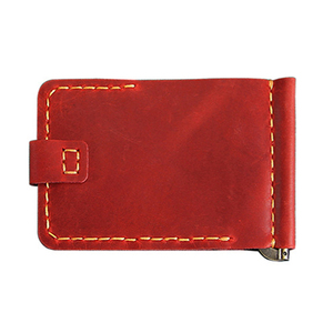 Mens Burgundy Vintage Retro Moneyclip Wallet Genuine Cowhide Credit Cardholder Crazy Horse Leather Money Clip Minimalist Wallets - Product Image 3