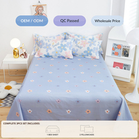 Ensemble de draps en pur coton 3 pièces, imprimé feuillage, draps de lit king size surdimensionnés avec taie d'oreiller, commande personnalisée Lodge