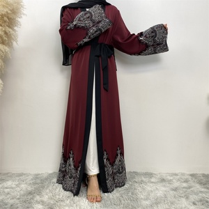 1962# New Abaya Women Muslim Dress High Quality Nida Fabric Muslim Girls Abaya Ramadan Eid Fashion Ladies Open Abayas Kimono - Product Image 4